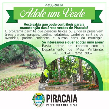 Piracaia promove programa “Adote um Verde”