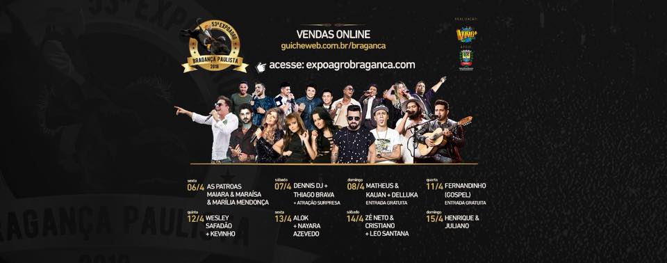 Shows da Festa do Peão 2018 de Bragança Paulista são anunciados