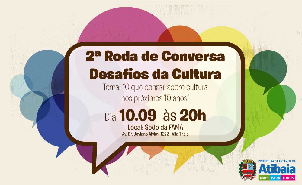 Desafios da Cultura é tema de roda de conversa na segunda