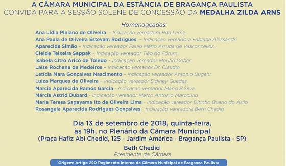 Mulheres são homenageadas na Câmara Municipal de Bragança