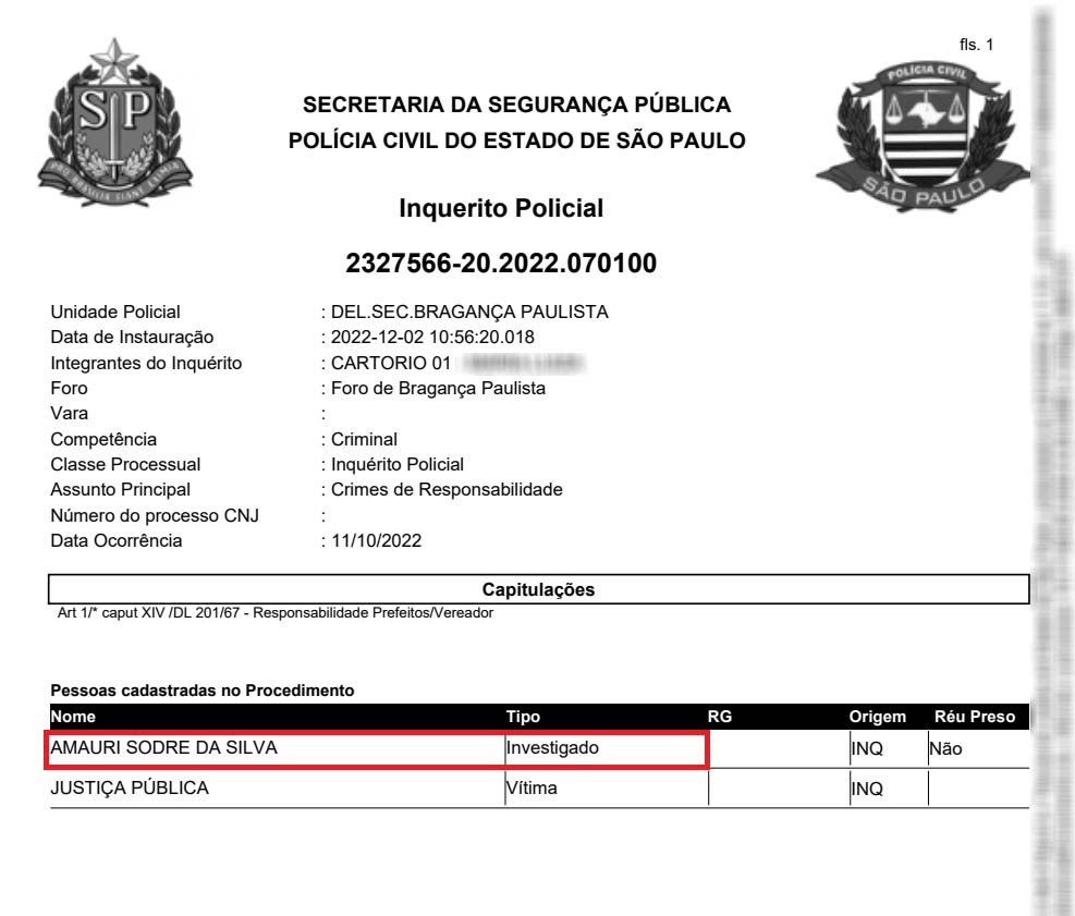 EXCLUSIVO: Prefeito Amauri Sodré é investigado pela Polícia Civil ...