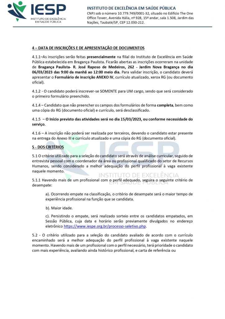 PROCESSO SELETIVO PÚBLICO Nº 001/2023 RERRATIFICAÇÃO- RERRATIFICAÇÃO DO  EDITAL DE ABERTURA DAS INSCRIÇÕES - Prefeitura Municipal de Ipiranga do  Norte