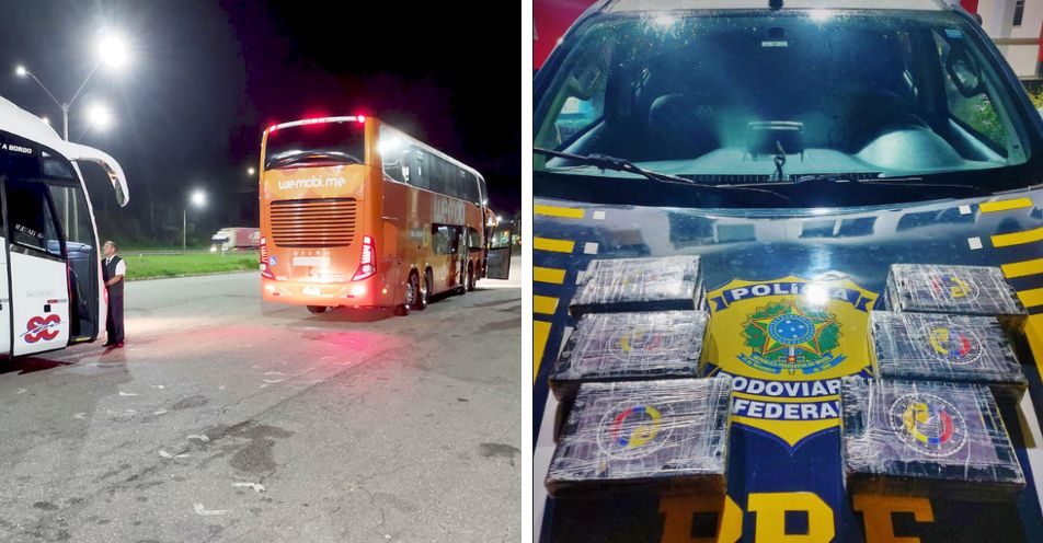 PRF e GCM apreendem 6 kg de cocaína em ônibus na Fernão Dias