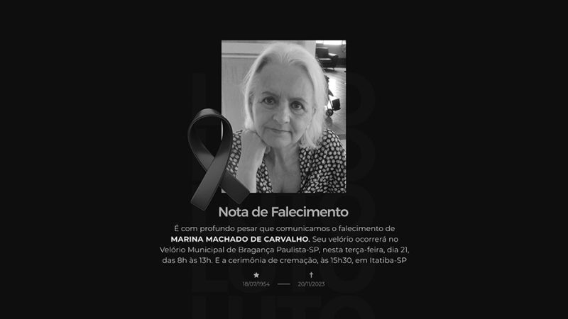 Falece em Bragança Paulista professora Marina Machado de Carvalho