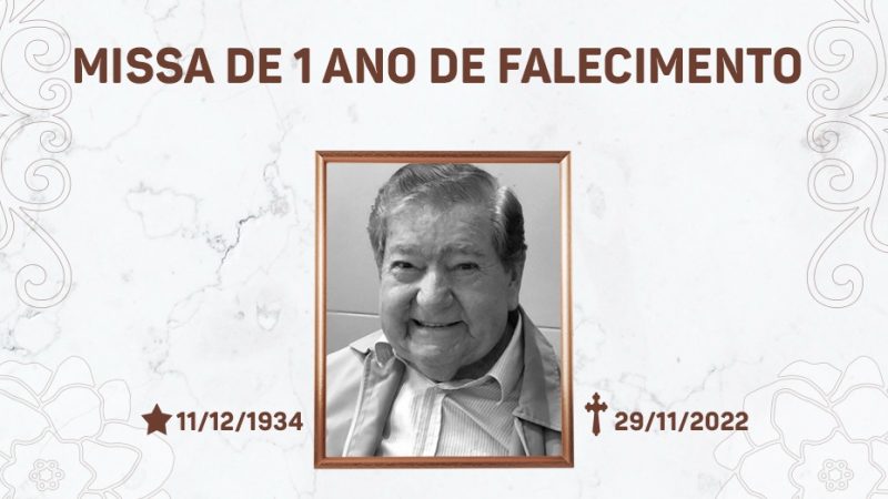 Missa de 1 ano de falecimento de José Carlos Gonzaga Cintra acontece na quarta