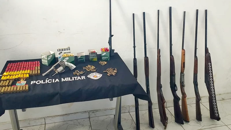 Polícia Militar apreende 8 armas e munições em área rural