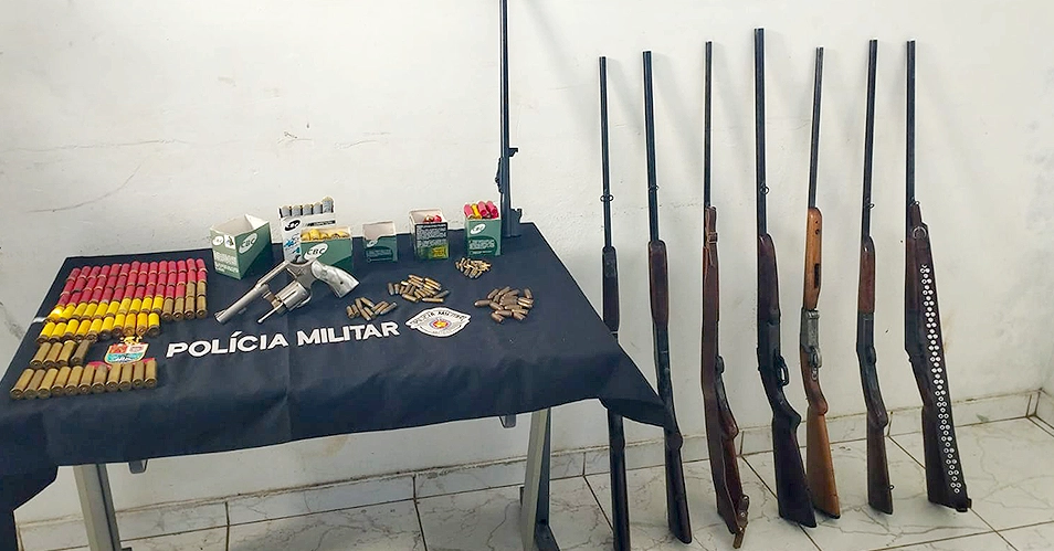 Polícia Militar apreende 8 armas e munições em área rural