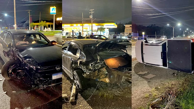 Acidente envolve três carros na Avenida Dom Pedro I