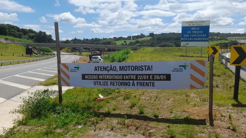 Acesso à Perimetral de Itatiba é interditado para obras até dia 28