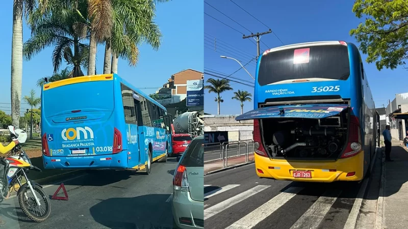 Ônibus quebrados complicam o trânsito em Bragança Paulista