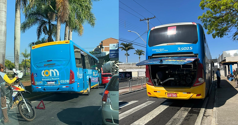 Ônibus quebrados complicam o trânsito em Bragança Paulista