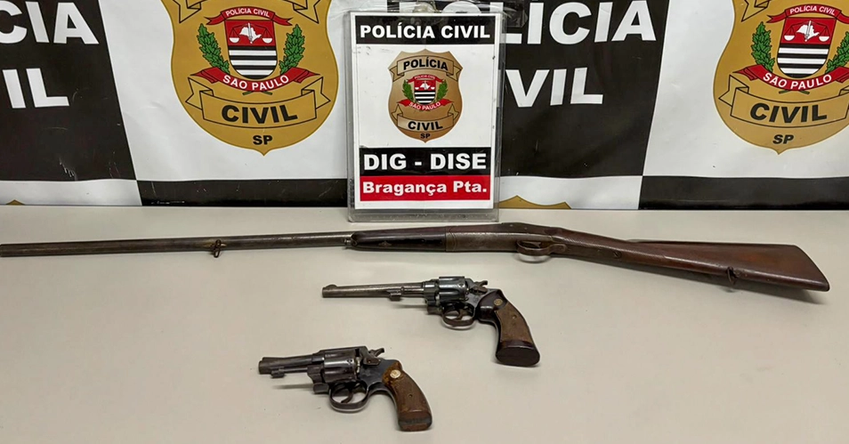Polícia Civil apreende 3 armas em região de mata em Bragança