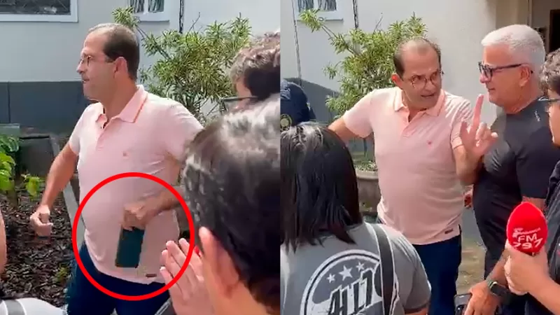 Edmir Chedid toma celular de repórter e manda ele calar a boca