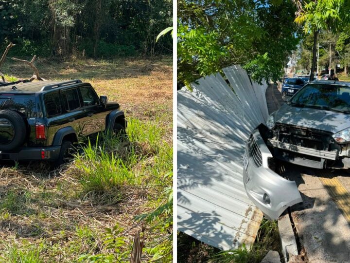 Veículo desgovernado bate em carro parado e invade área do antigo preventório