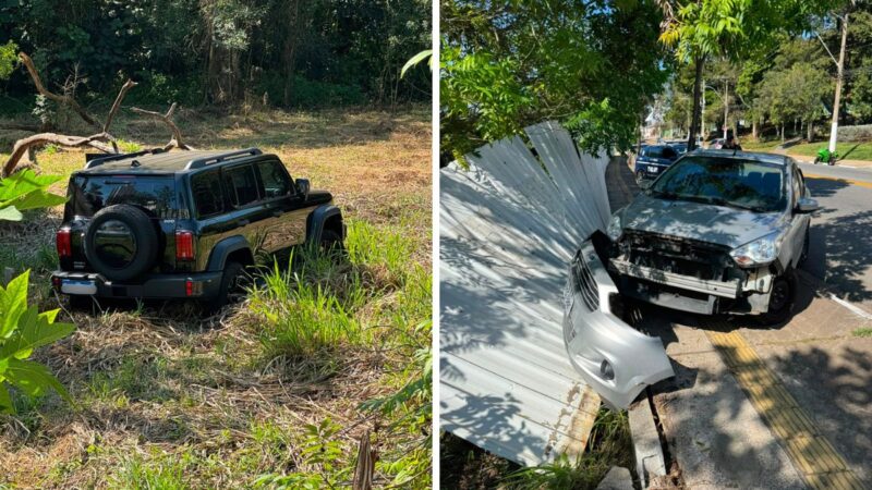 Veículo desgovernado bate em carro parado e invade área do antigo preventório