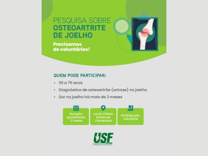 Clínica-Escola de Fisioterapia da USF busca voluntários para pesquisa sobre osteoartrite de joelho